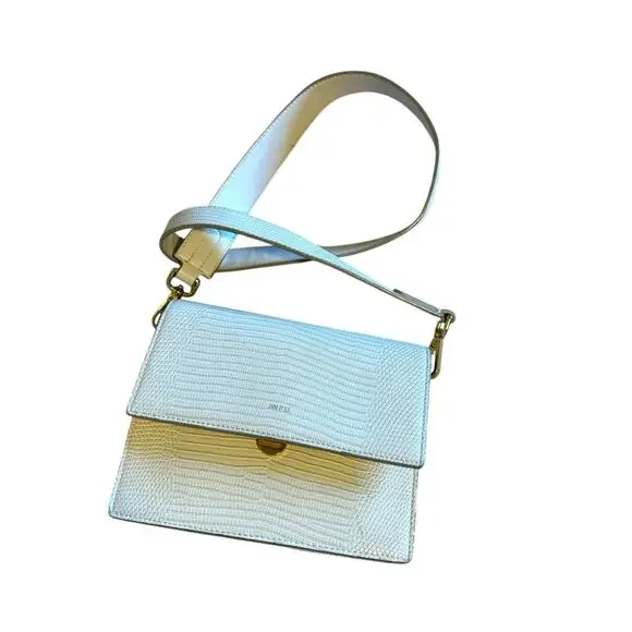 JW Pei Croc-Embossed Crossbody Bag Ivory Vegan Leather Minimalist Modern Classic - Picture 5 of 10